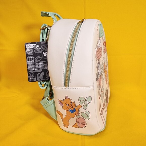 Loungefly Disney Cats & Plants Mini Backpack Soft Tag Marie Figaro Oliver NEW - Picture 5 of 11